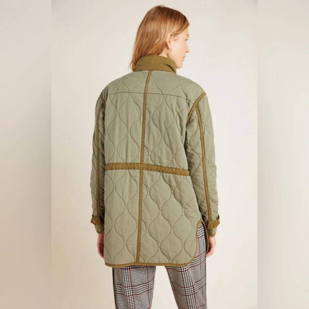 Anthropologie Quilted Liner Jacket Army Green - Picture 4 of 6